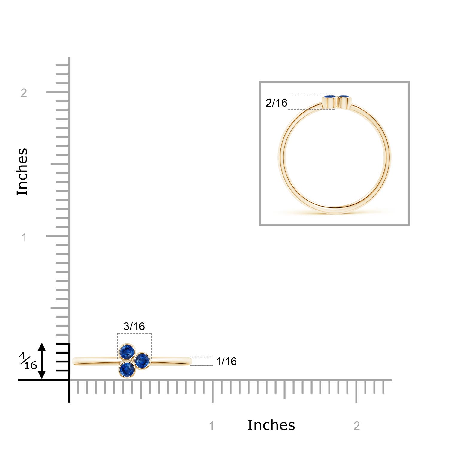 AAA - Blue Sapphire / 0.15 CT / 14 KT Yellow Gold