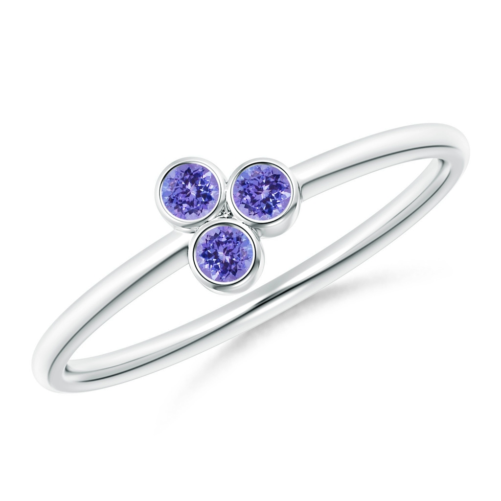 2mm AAA Bezel Set Tanzanite Trio Clustre Stackable Ring in S999 Silver