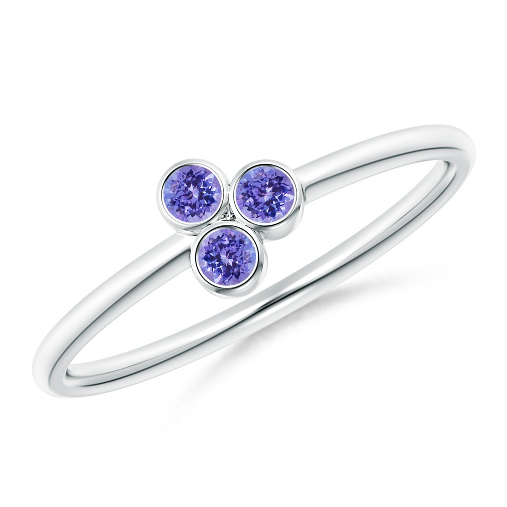 2mm AAA Bezel Set Tanzanite Trio Clustre Stackable Ring in White Gold