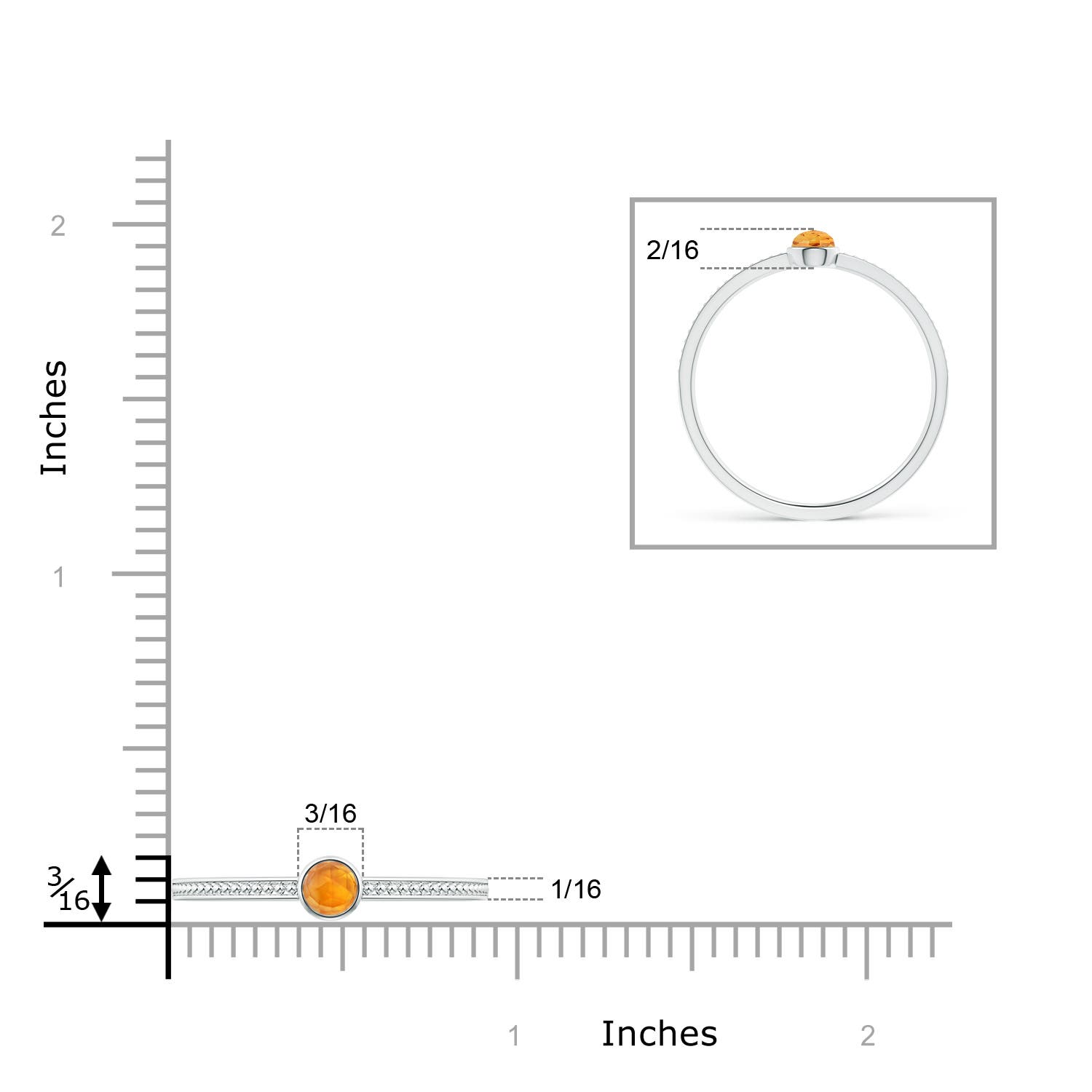 AAA - Citrine / 0.17 CT / 14 KT White Gold