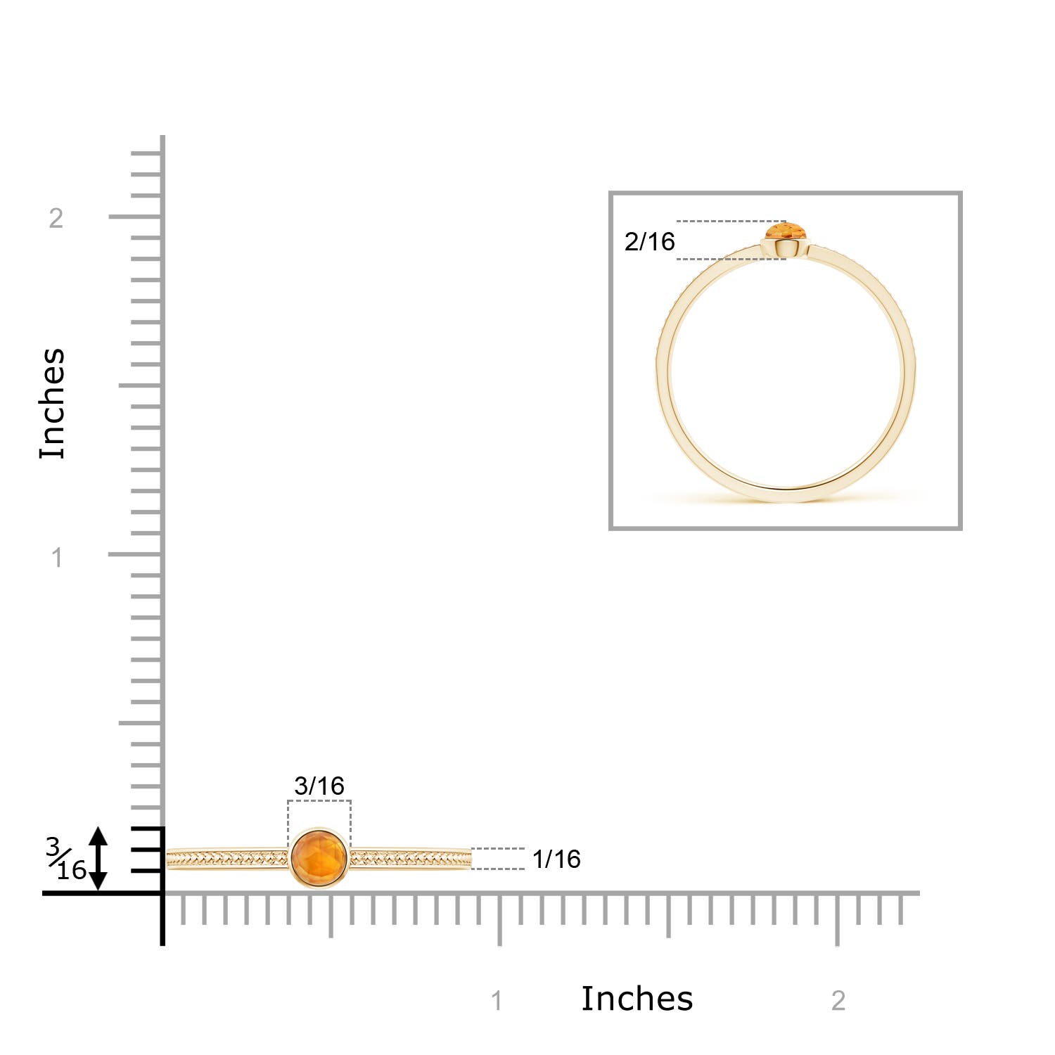 AAA - Citrine / 0.17 CT / 14 KT Yellow Gold