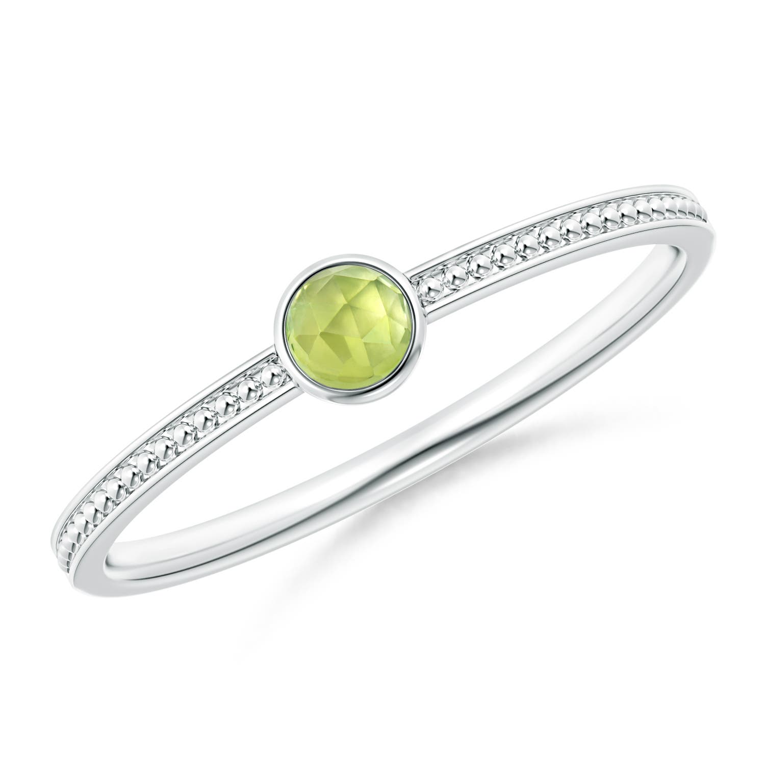 AAA - Peridot / 0.15 CT / 14 KT White Gold