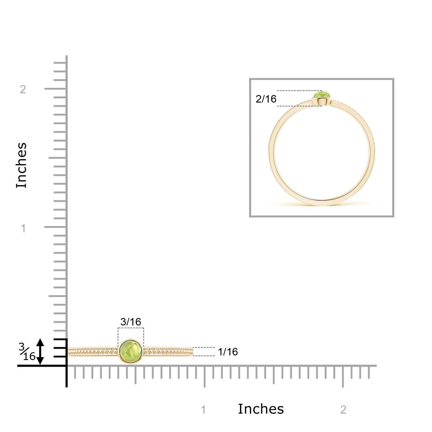 AAA - Peridot / 0.15 CT / 14 KT Yellow Gold