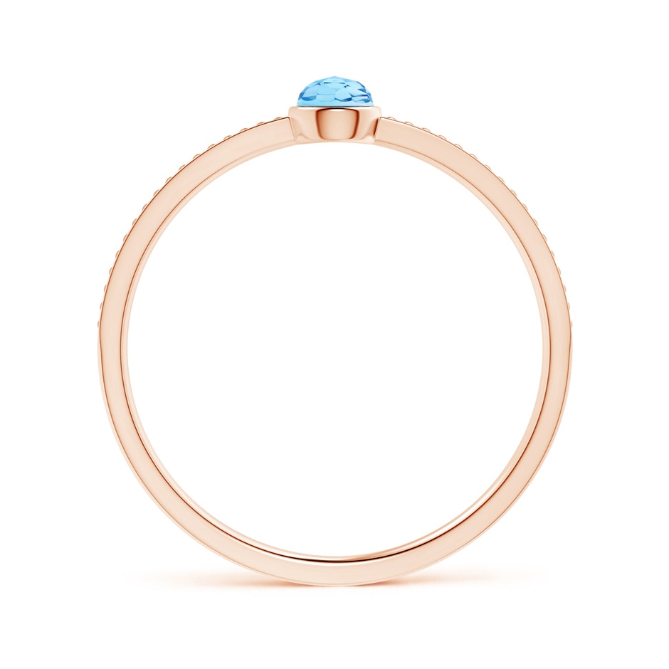 3mm AAA Bezel Set Swiss Blue Topaz Ring with Beaded Groove Shank in Rose Gold product image