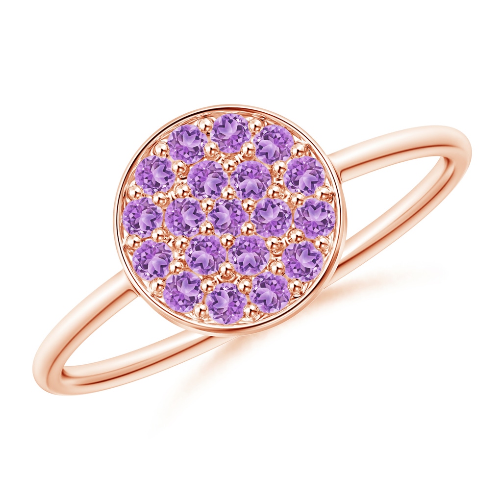 1.5mm AAA Pave-Set Round Amethyst Clustre Disc Ring in Rose Gold
