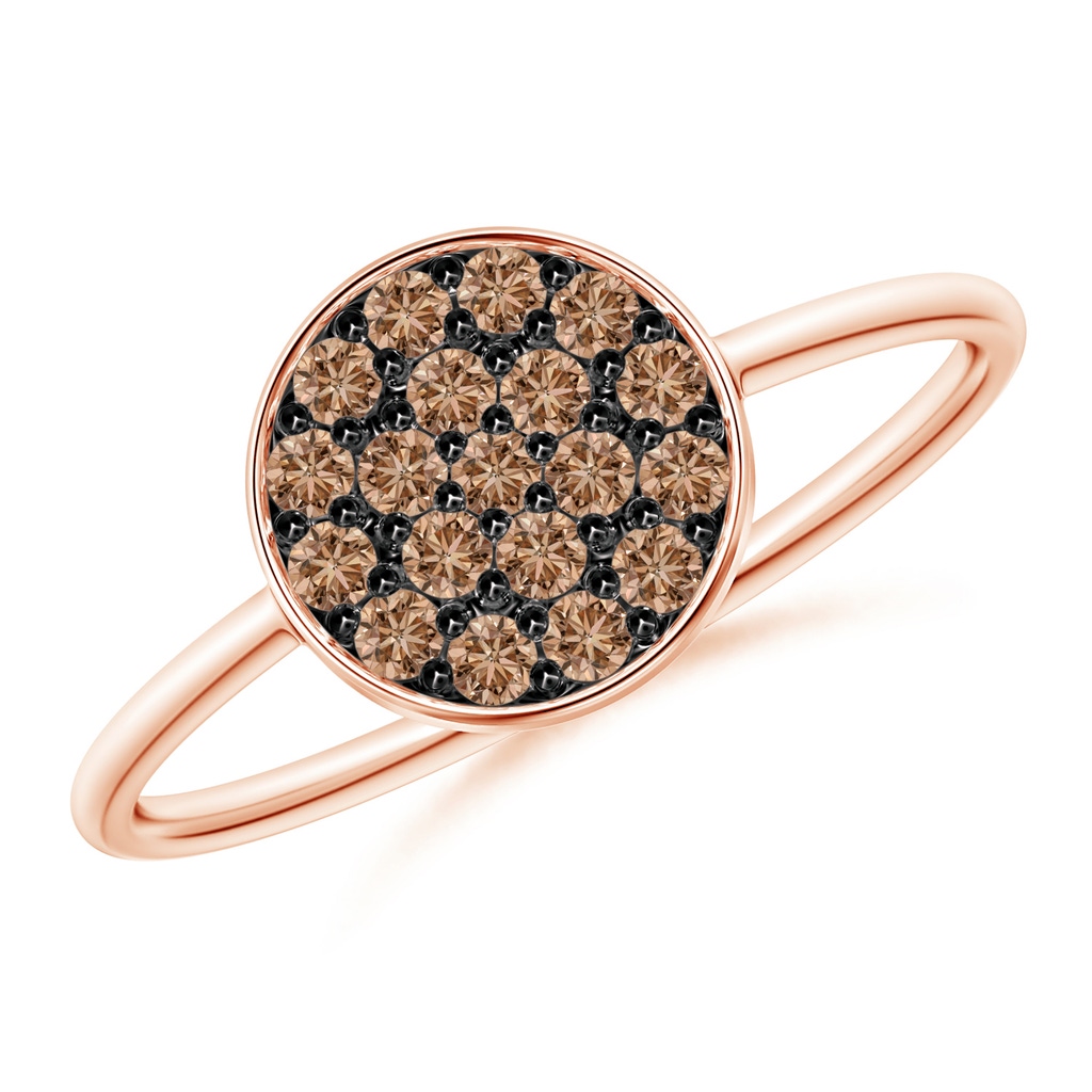 1.5mm AAA Pavé Set Round Coffee Diamond Clustre Disc Ring in Rose Gold