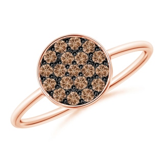 1.5mm AAA Pavé Set Round Coffee Diamond Clustre Disc Ring in Rose Gold
