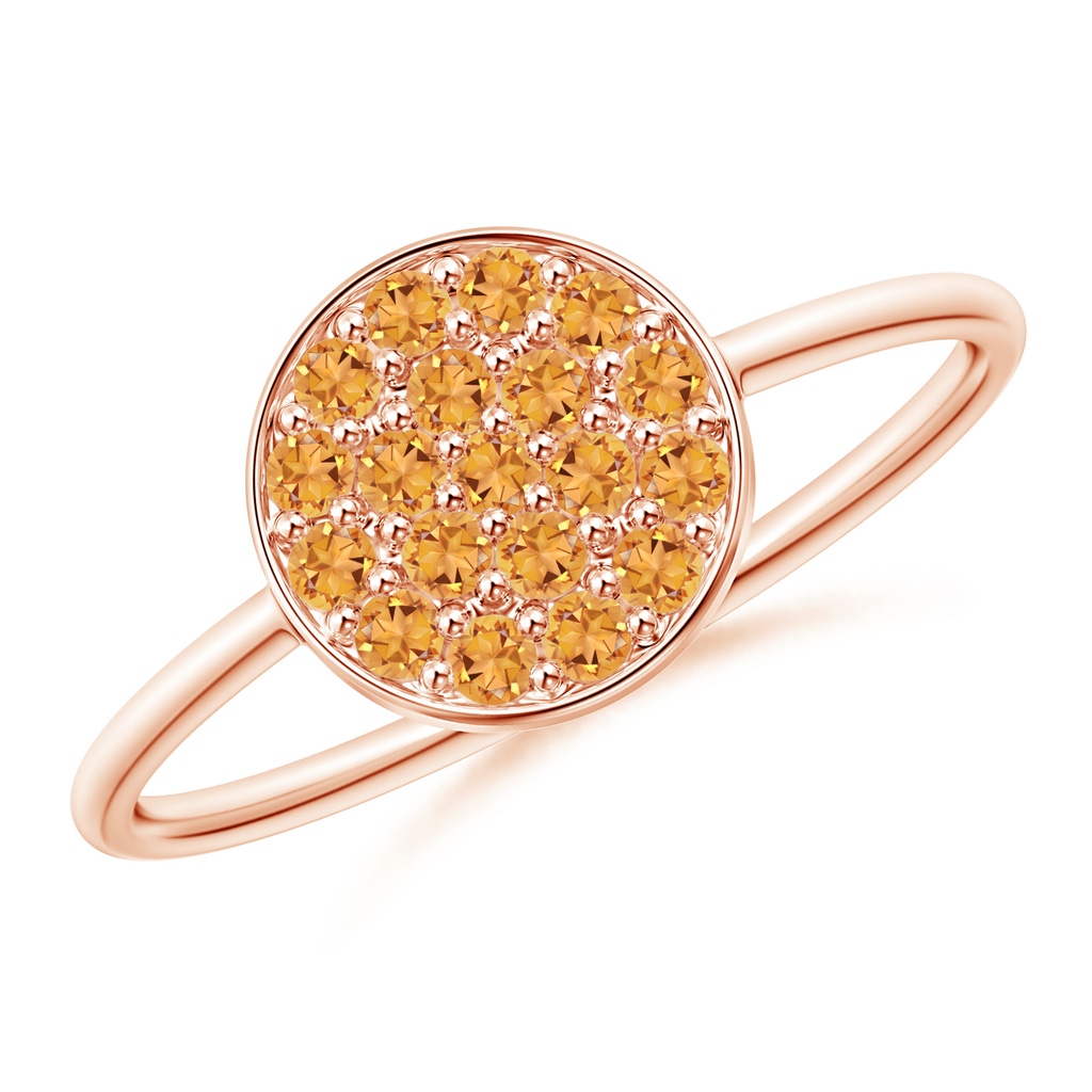 1.5mm AAA Pavé Set Round Citrine Cluster Disc Ring in Rose Gold