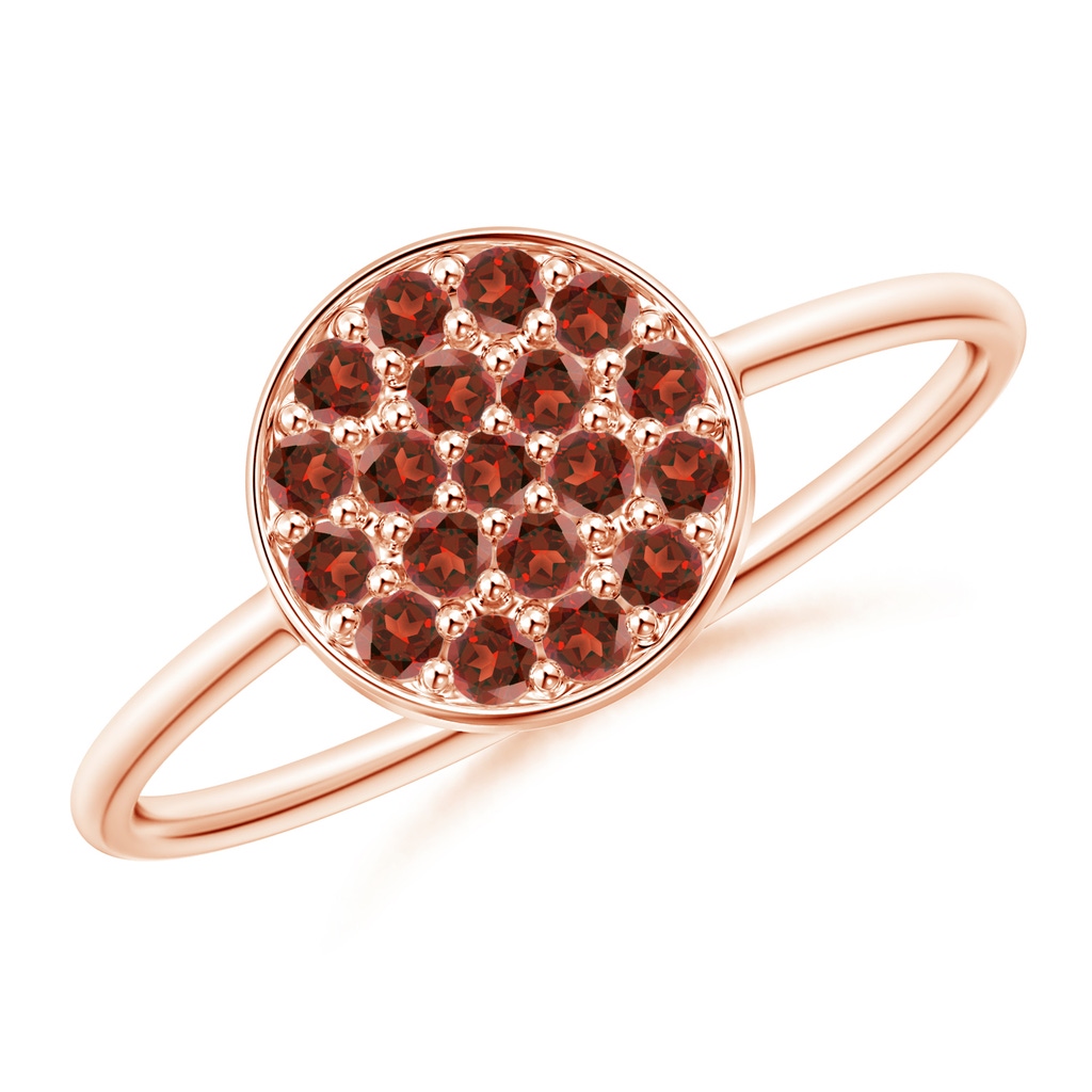 1.5mm AAA Pave-Set Round Garnet Clustre Disc Ring in Rose Gold