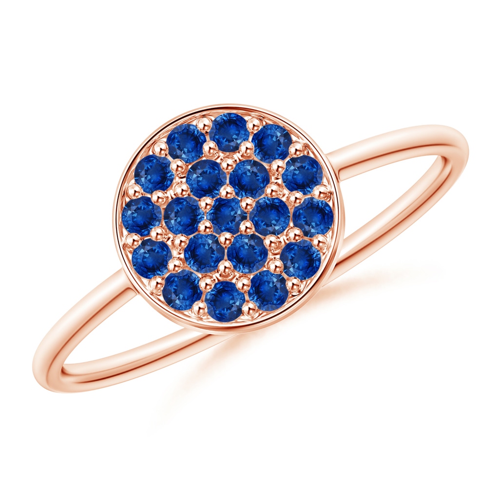 1.5mm AAA Pave-Set Round Sapphire Clustre Disc Ring in Rose Gold
