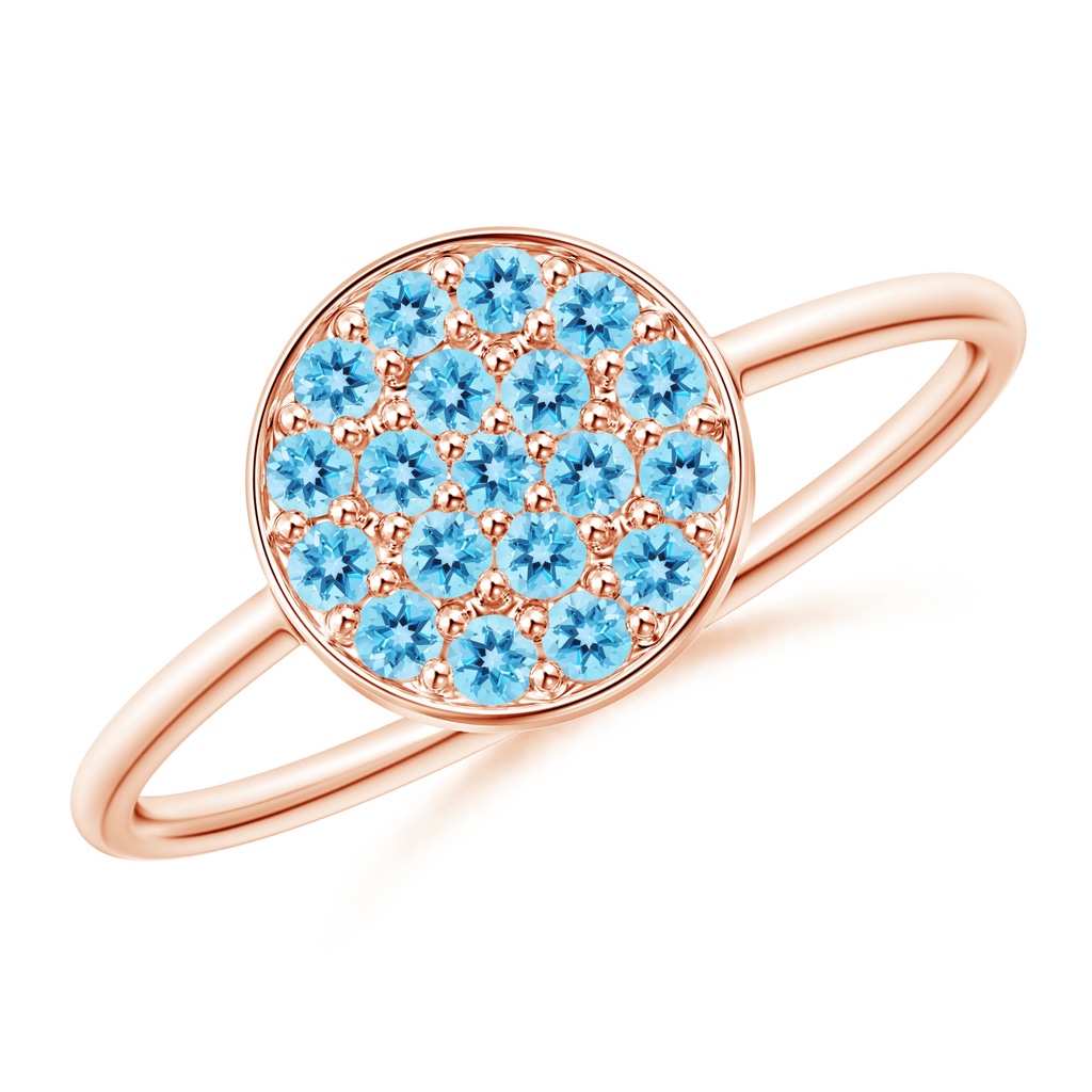 1.5mm AAA Pavé Set Round Swiss Blue Topaz Cluster Disc Ring in Rose Gold