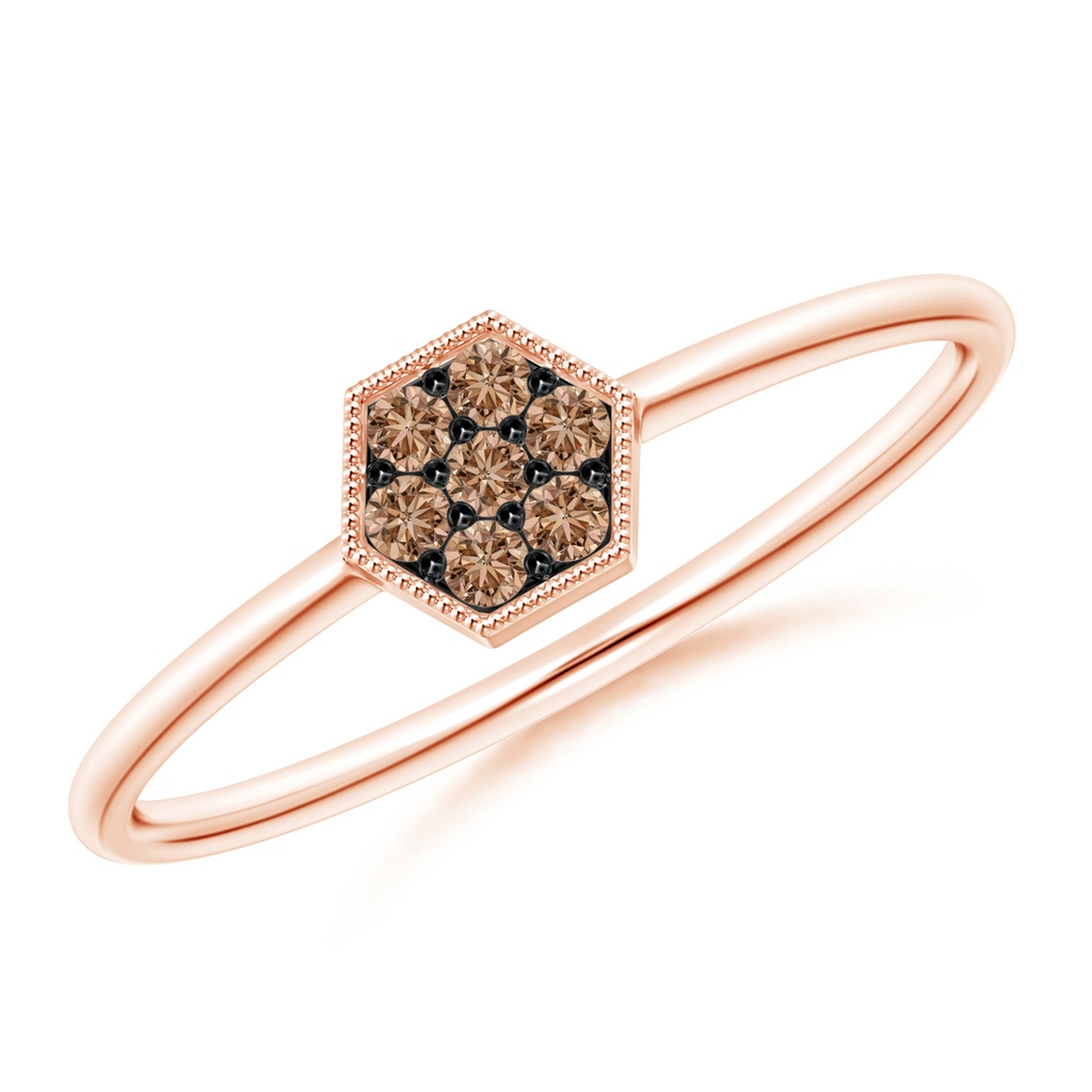 1.5mm AAA Hexagon-Shaped Coffee Diamond Clustre Ring with Milgrain in Rose Gold