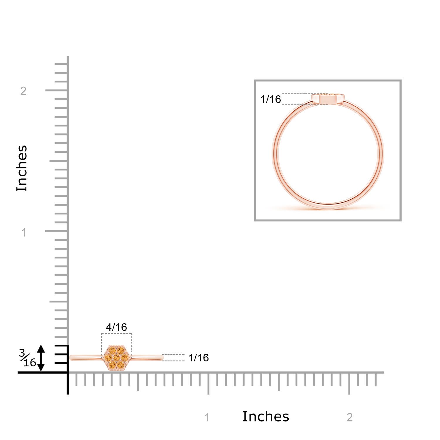 AAA - Citrine / 0.1 CT / 14 KT Rose Gold