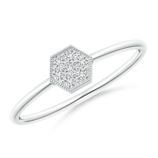 1.5mm HSI2 Hexagon-Shaped Diamond Clustre Ring with Milgrain in White Gold