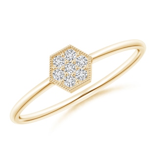 1.5mm HSI2 Hexagon-Shaped Diamond Clustre Ring with Milgrain in Yellow Gold