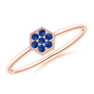 1.5mm AAA Hexagon-Shaped Sapphire Cluster Ring with Milgrain in Rose Gold