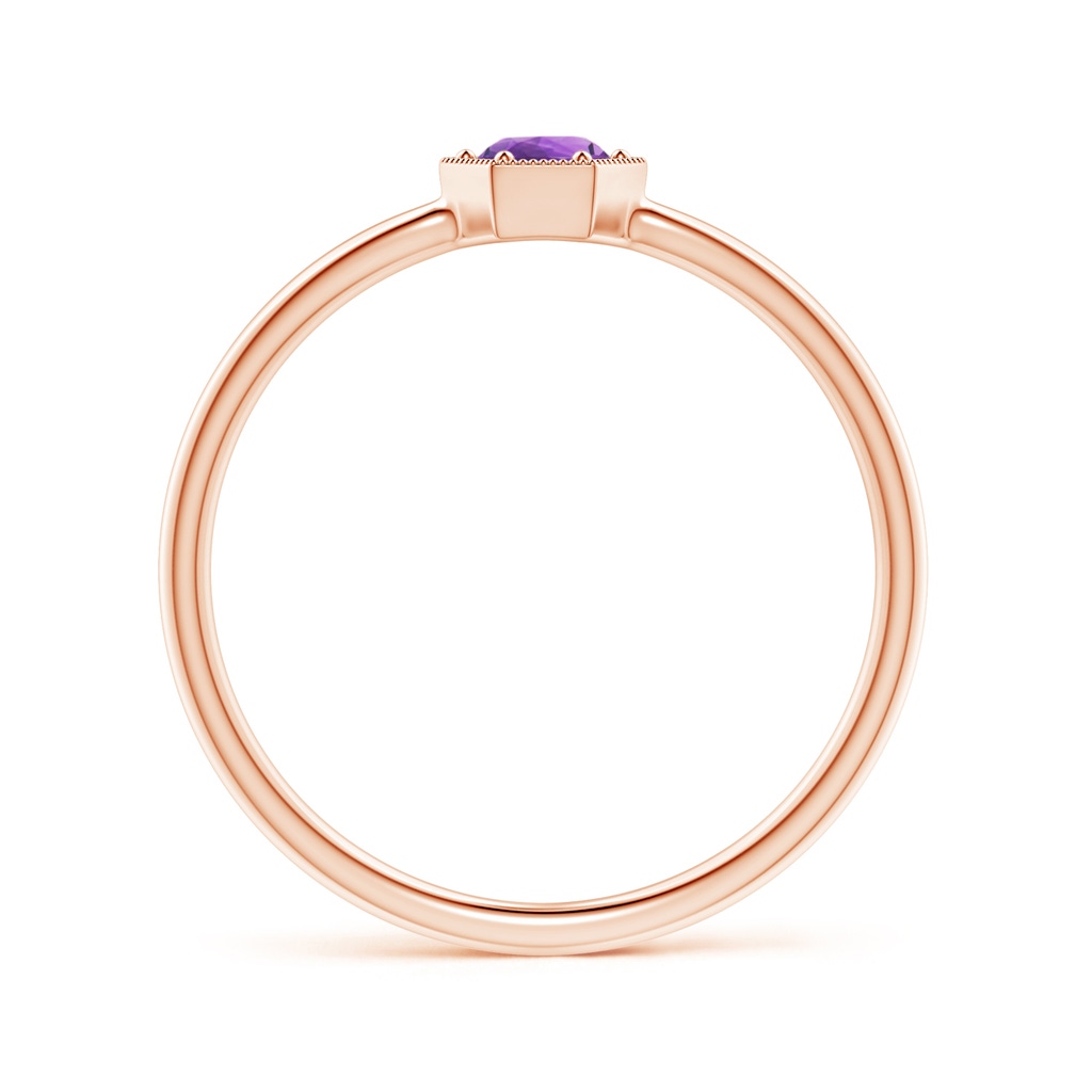 3.8mm AAA Pavé Set Amethyst Hexagon Solitaire Ring with Milgrain in Rose Gold Product Image