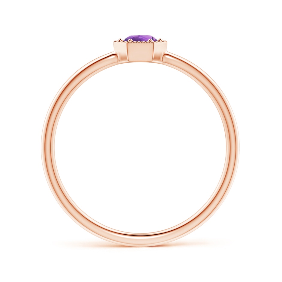 3.8mm AAA Pavé Set Amethyst Hexagon Solitaire Ring with Milgrain in Rose Gold product image