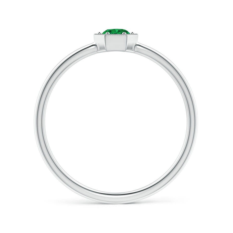 3.8mm AAA Pavé Set Emerald Hexagon Solitaire Ring with Milgrain in S999 Silver side-1