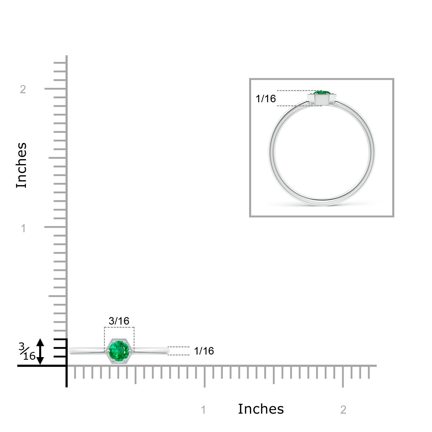 AAA - Emerald / 0.2 CT / 14 KT White Gold