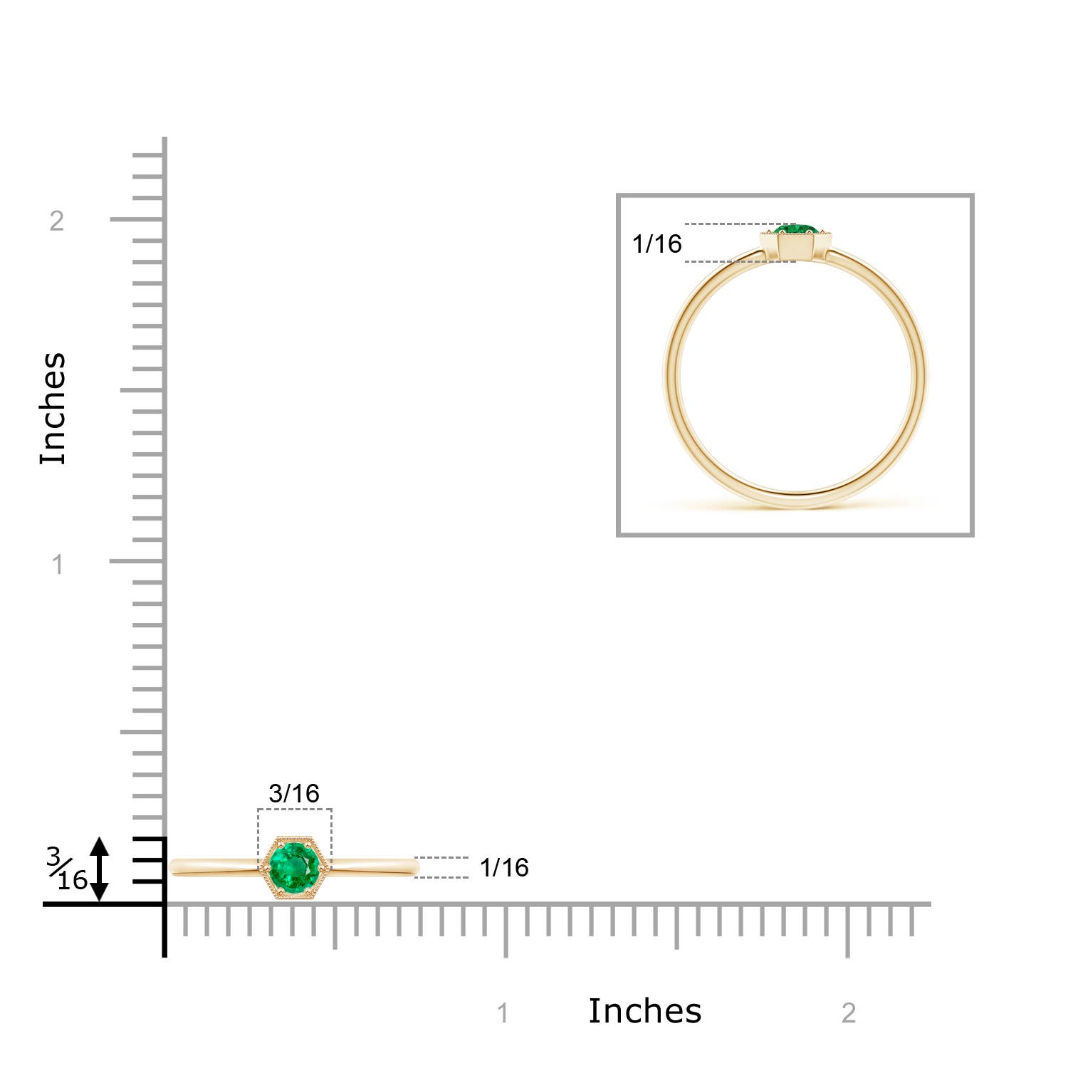 AAA - Emerald / 0.2 CT / 14 KT Yellow Gold