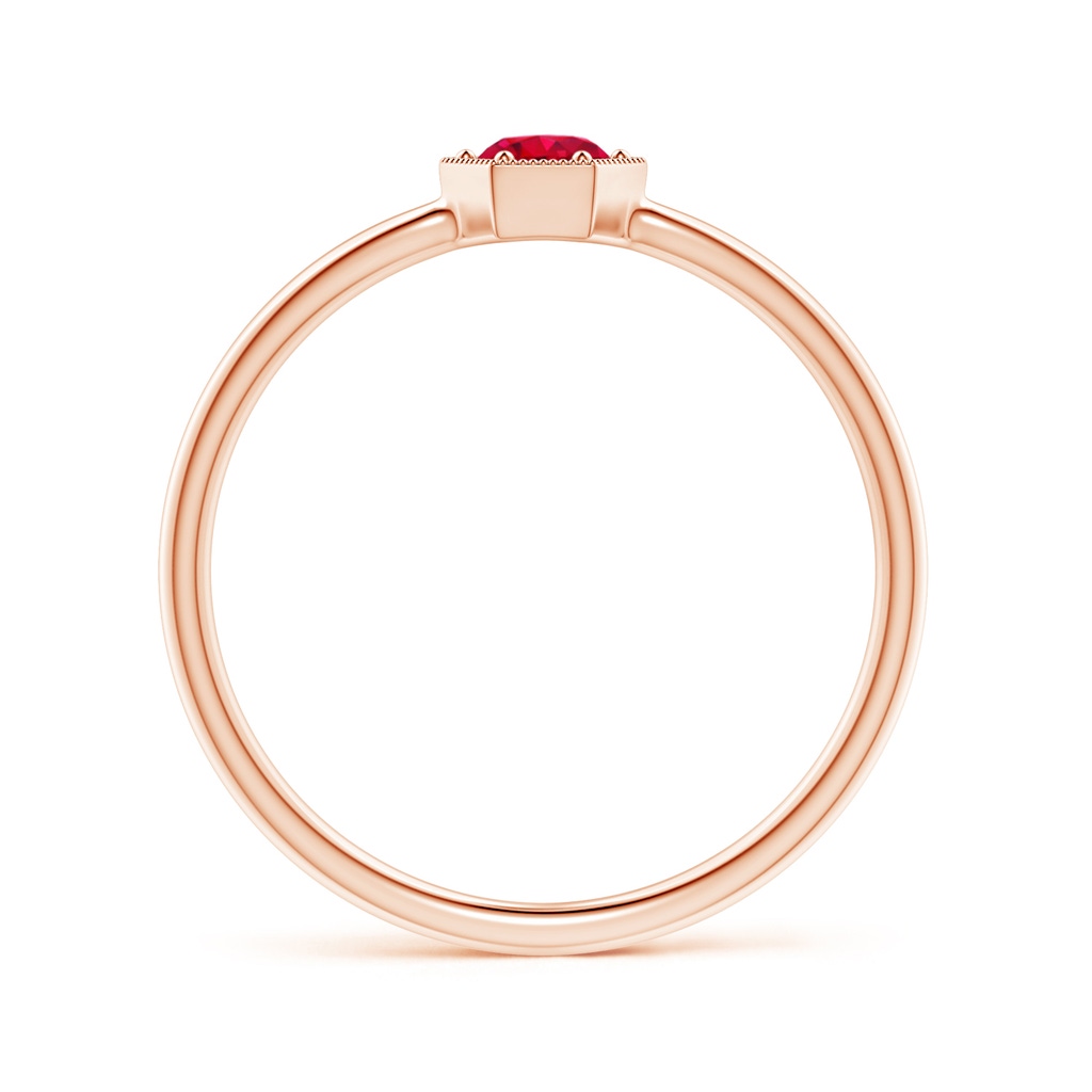 3.8mm AAA Pavé Set Ruby Hexagon Solitaire Ring with Milgrain in Rose Gold Product Image