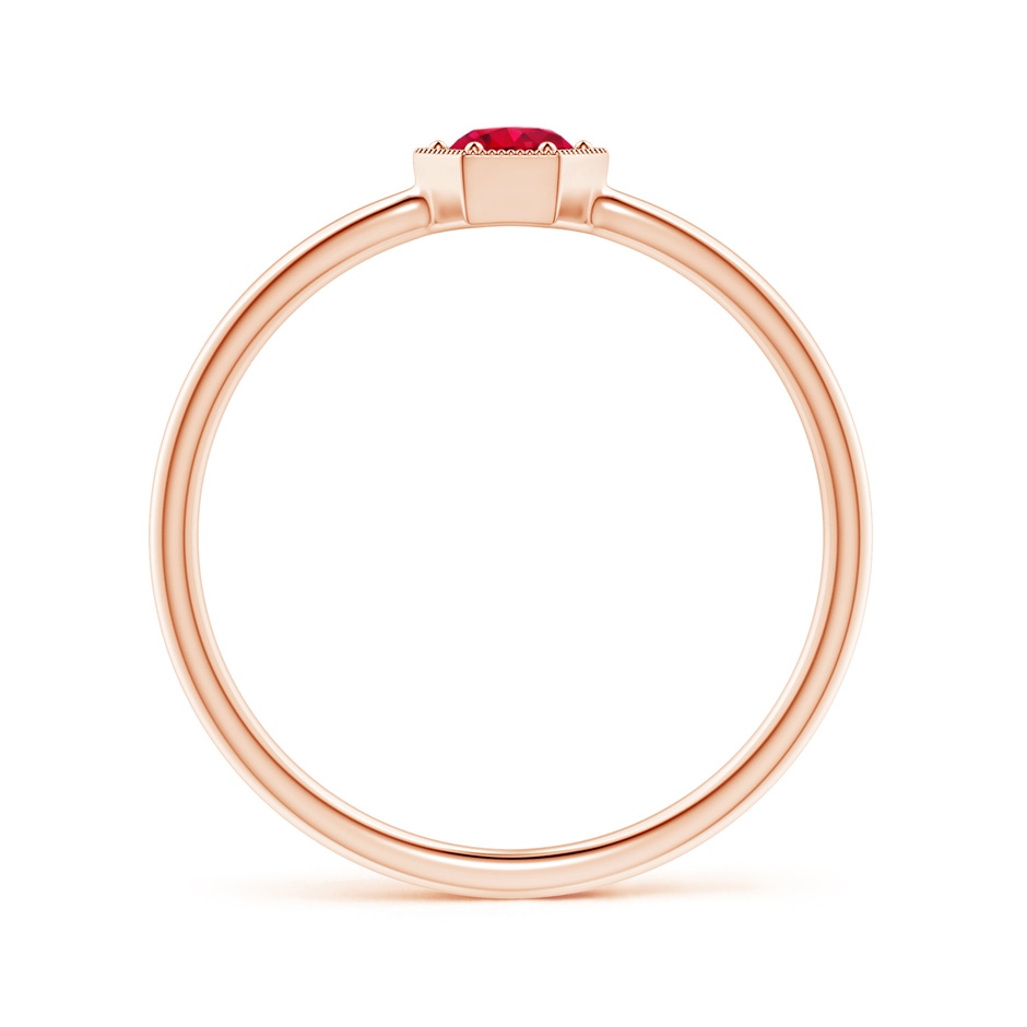 3.8mm AAA Pavé Set Ruby Hexagon Solitaire Ring with Milgrain in Rose Gold product image