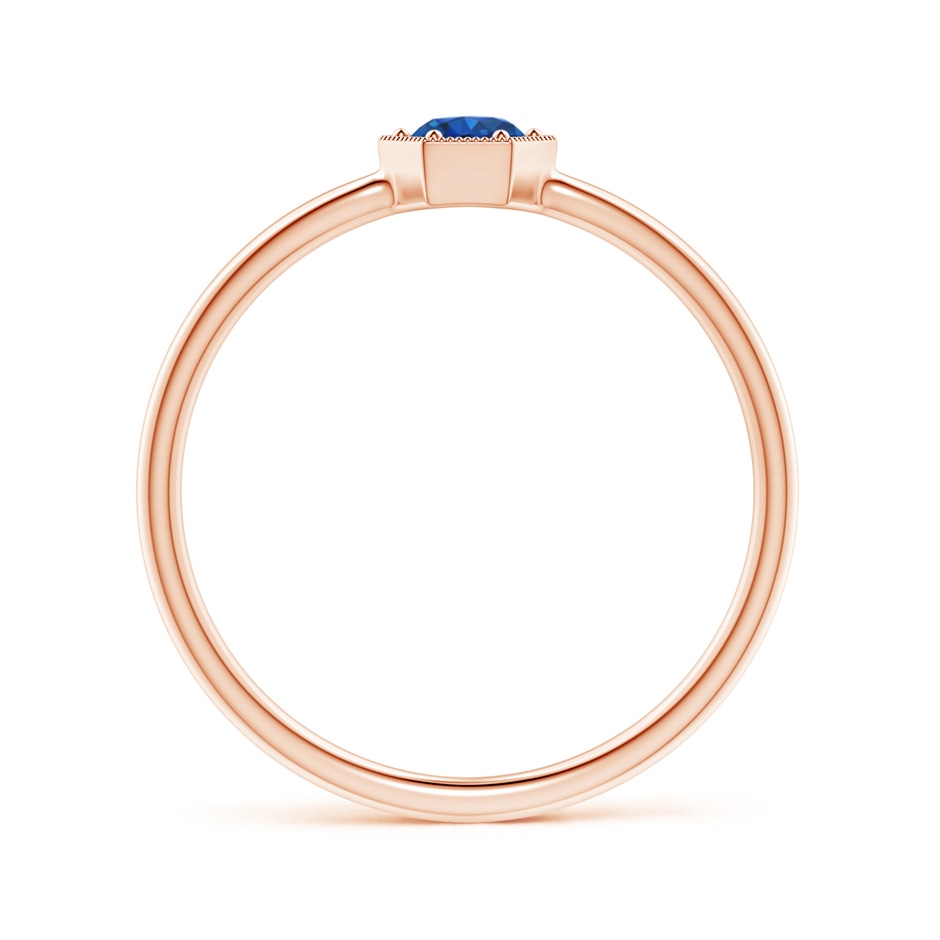 3.8mm AAA Pavé Set Sapphire Hexagon Solitaire Ring with Milgrain in Rose Gold side-1
