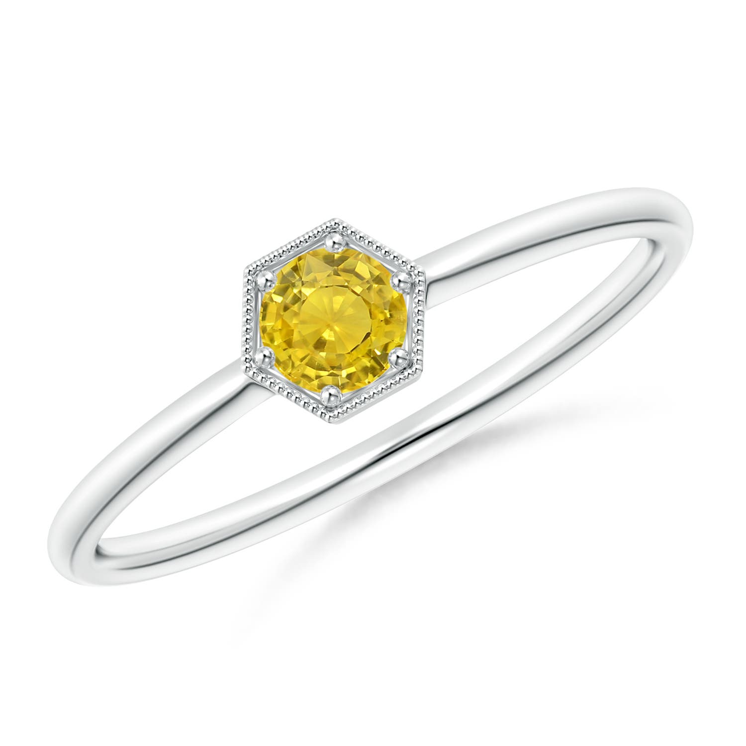 AAA - Yellow Sapphire / 0.26 CT / 14 KT White Gold