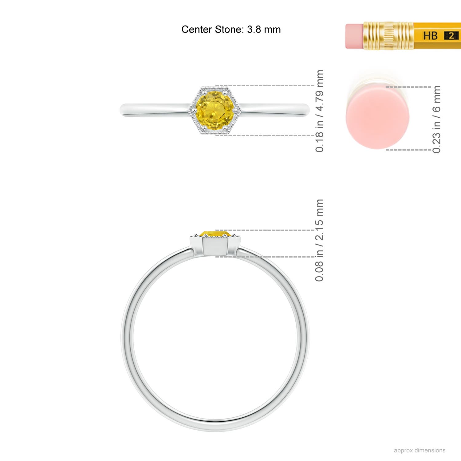 AAA - Yellow Sapphire / 0.26 CT / 14 KT White Gold