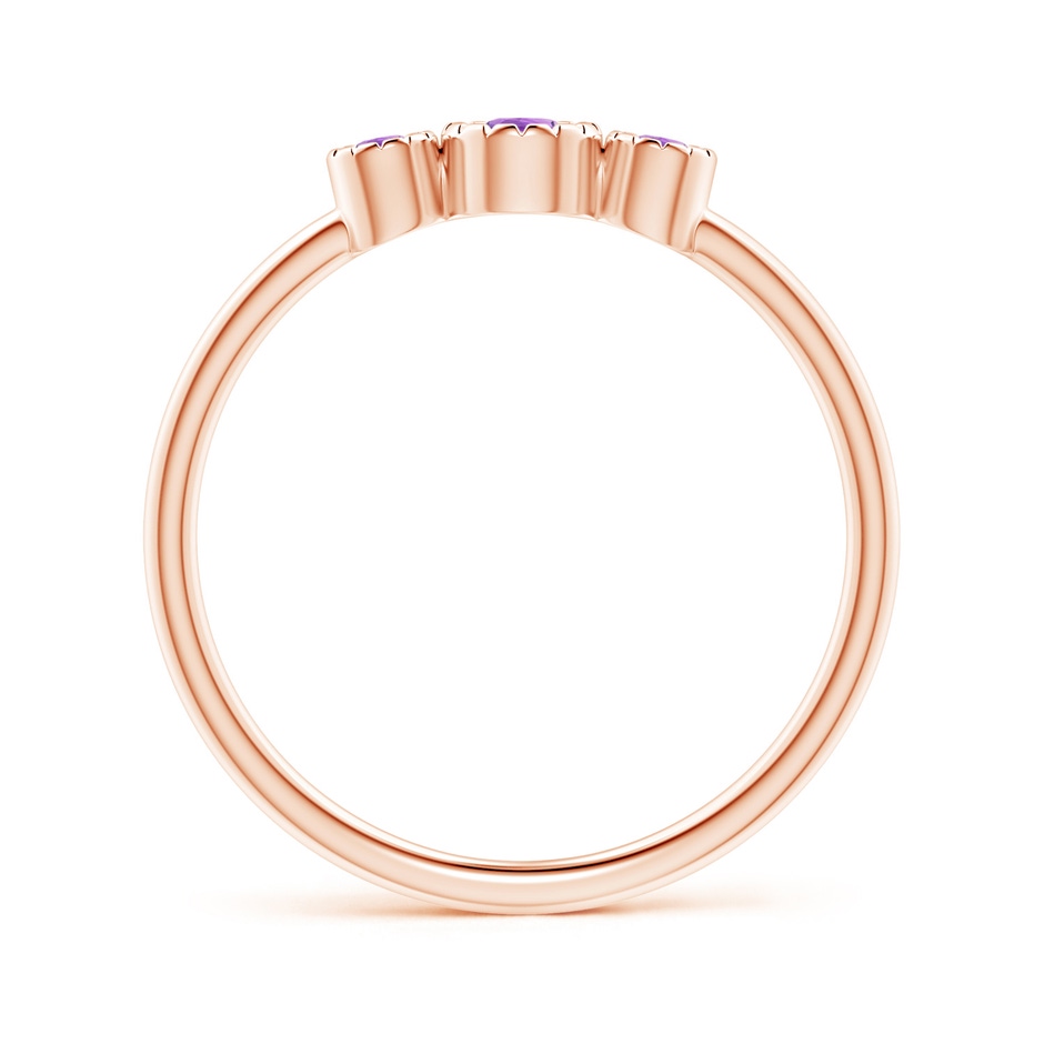 3mm AAA Bezel-Set Round Amethyst Three Stone Ring in Rose Gold side-1