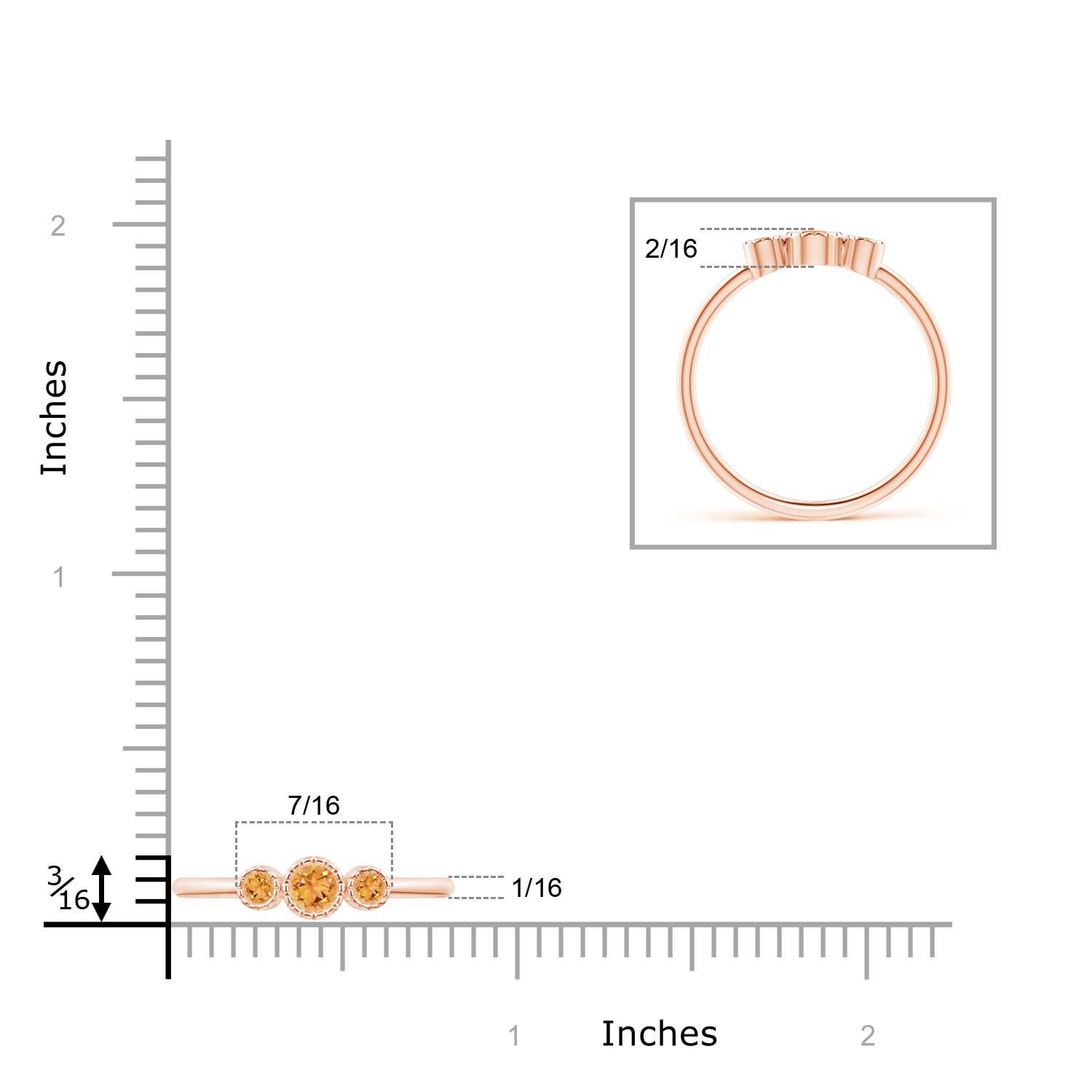 AAA - Citrine / 0.18 CT / 14 KT Rose Gold