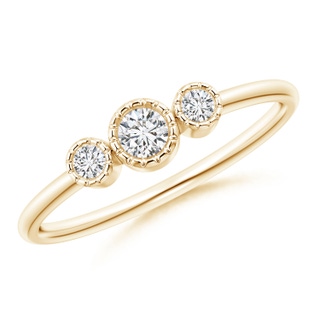 3mm HSI2 Bezel-Set Round Diamond Three Stone Ring in 9K Yellow Gold