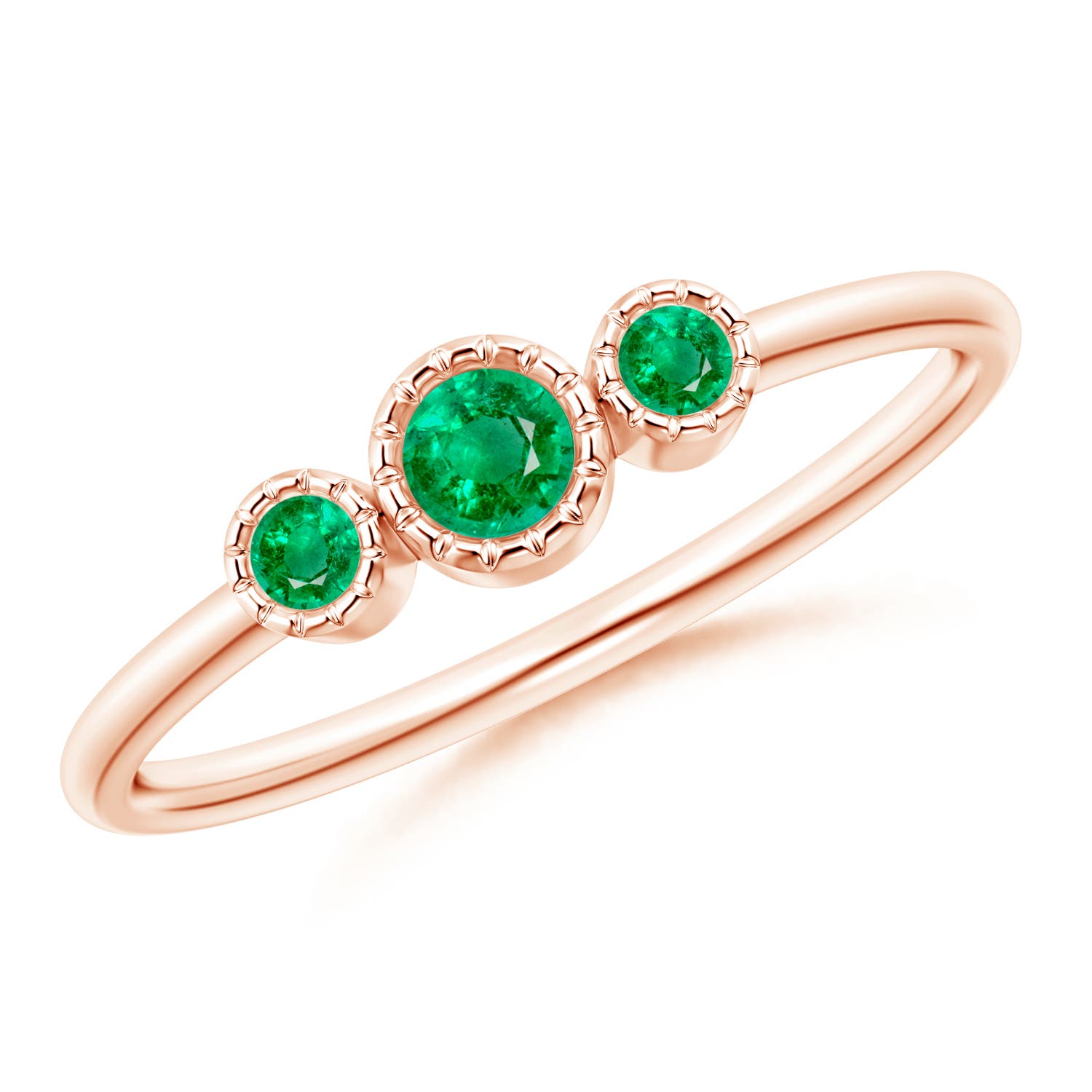 AAA - Emerald / 0.19 CT / 14 KT Rose Gold