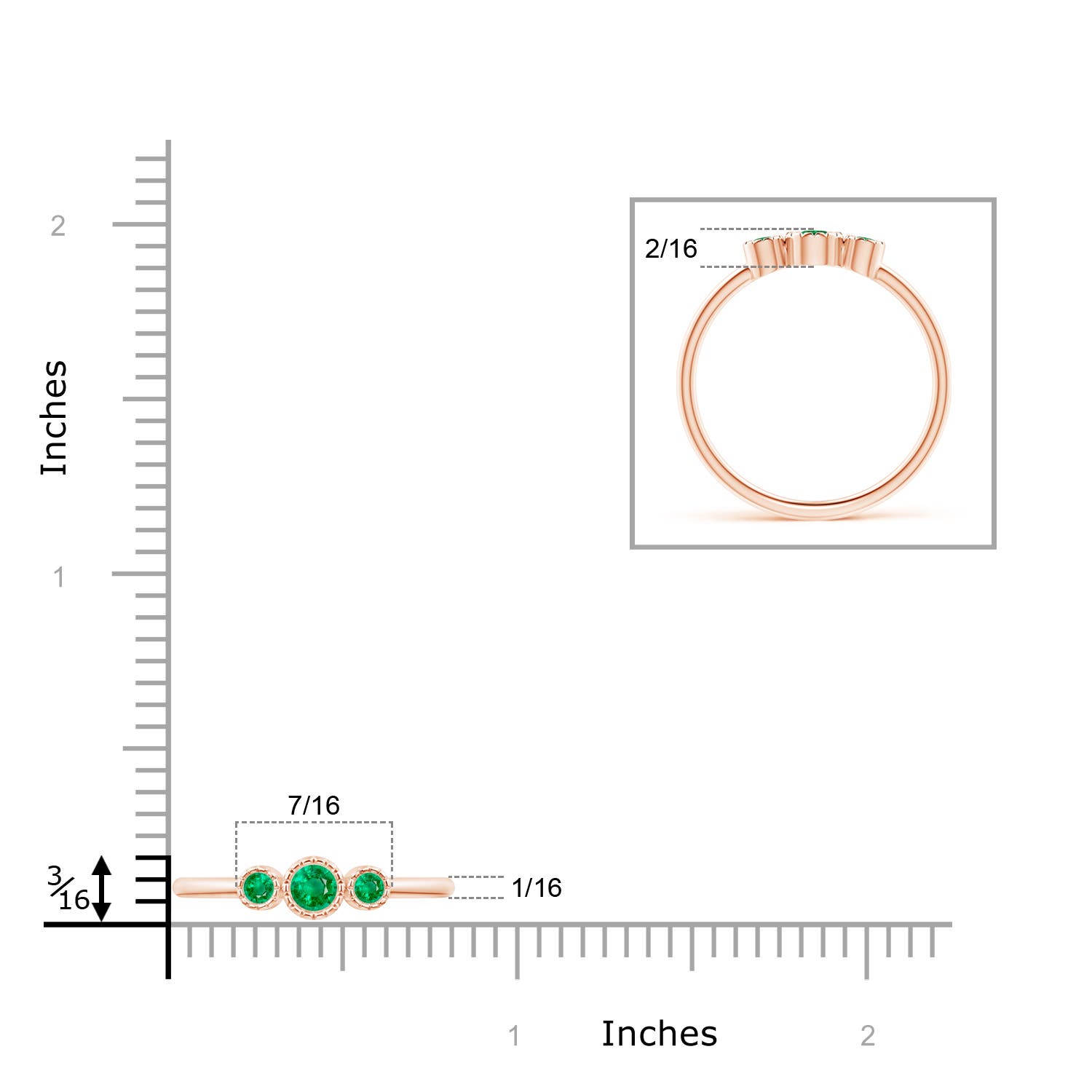 AAA - Emerald / 0.19 CT / 14 KT Rose Gold