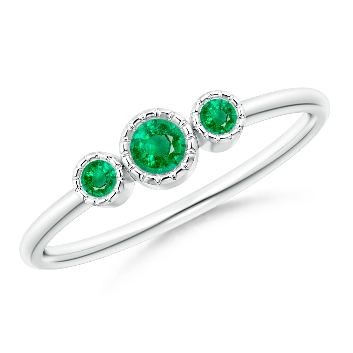 AAA - Emerald / 0.19 CT / 14 KT White Gold