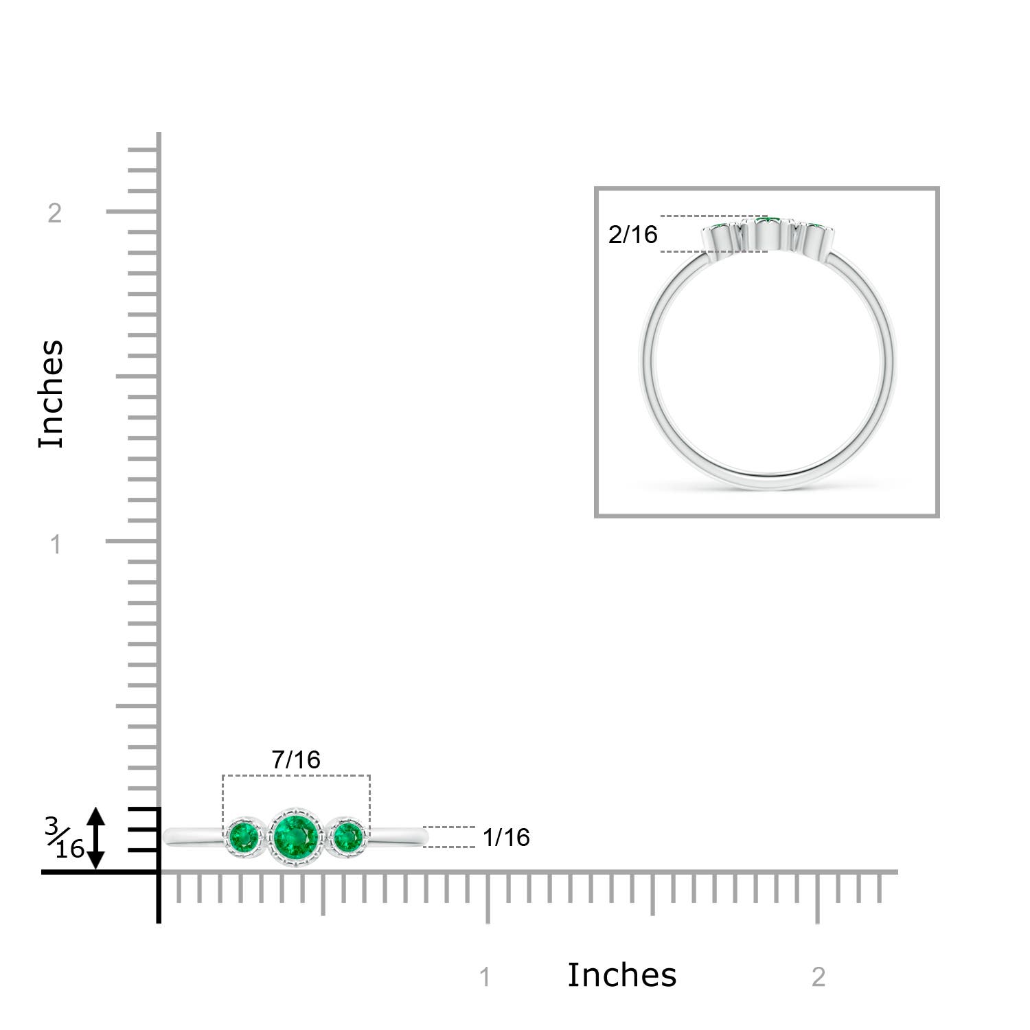 AAA - Emerald / 0.19 CT / 14 KT White Gold