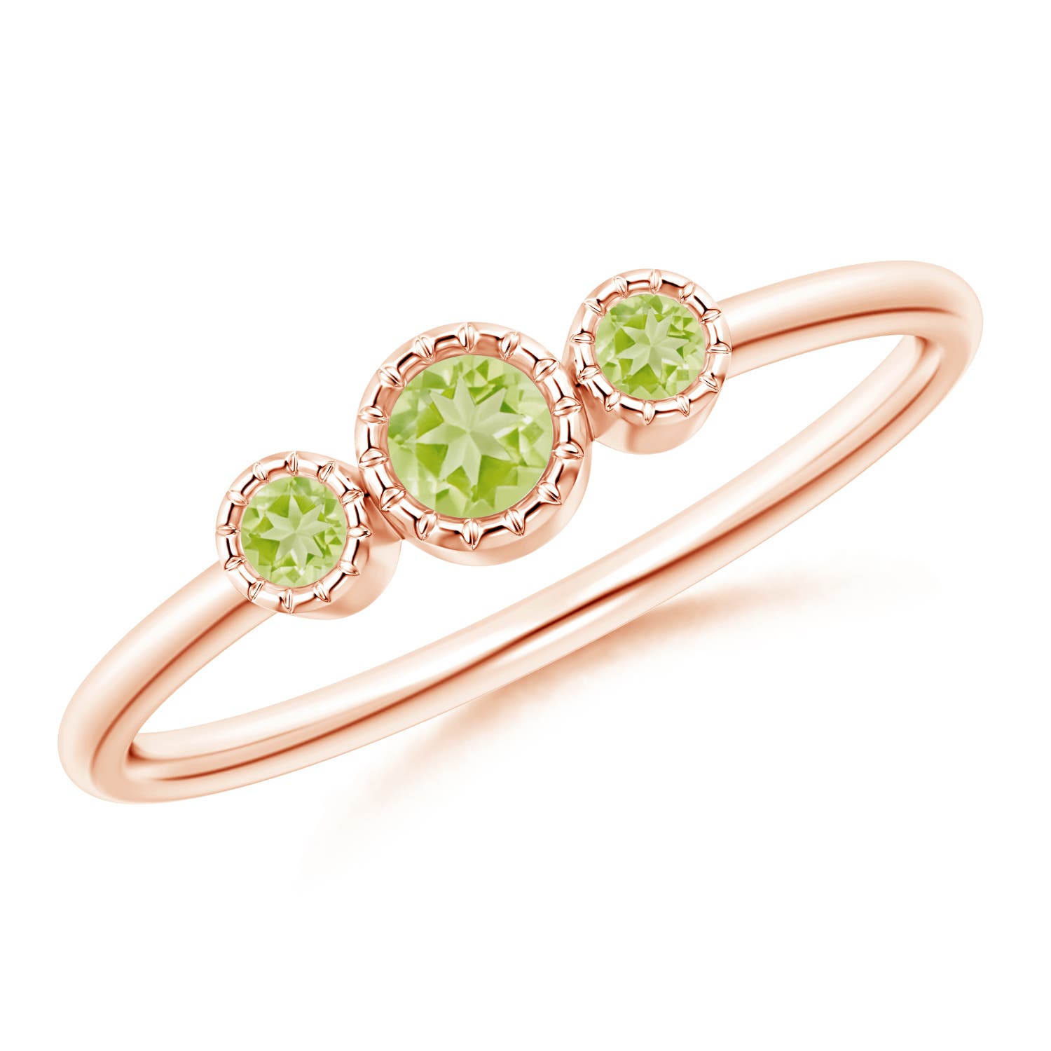 AAA - Peridot / 0.2 CT / 14 KT Rose Gold