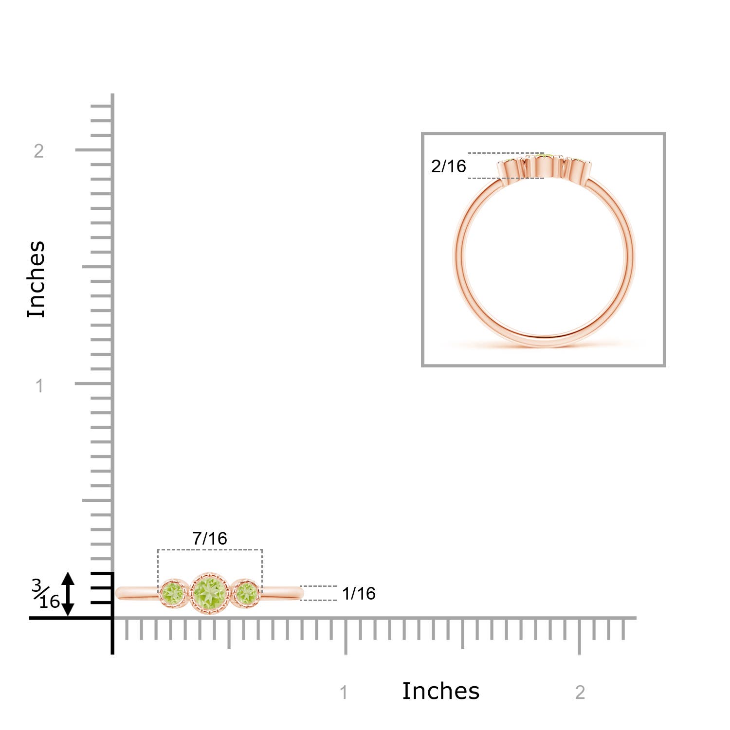 AAA - Peridot / 0.2 CT / 14 KT Rose Gold