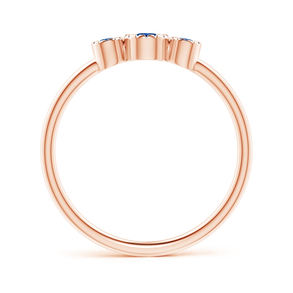 3mm AAA Bezel-Set Round Sapphire Three Stone Ring in Rose Gold product image