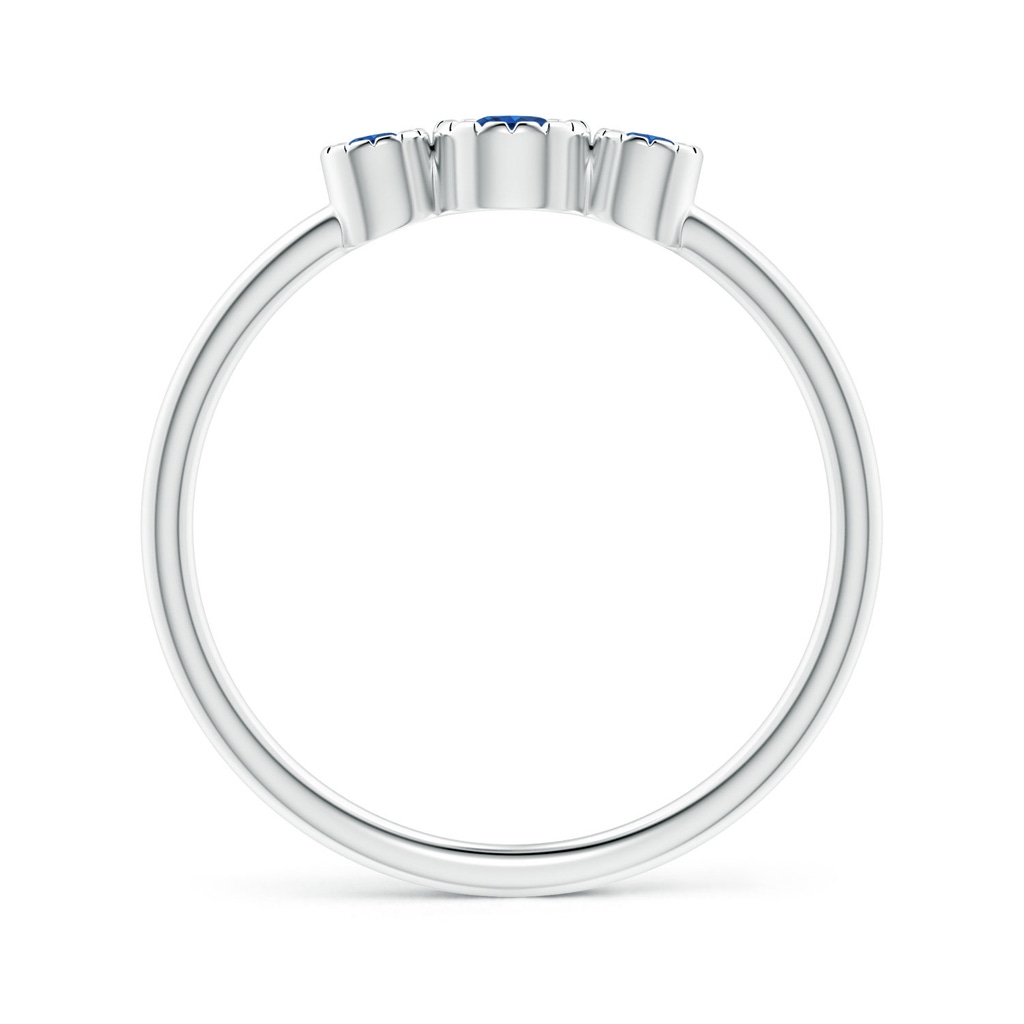 3mm AAA Bezel-Set Round Sapphire Three Stone Ring in White Gold Product Image