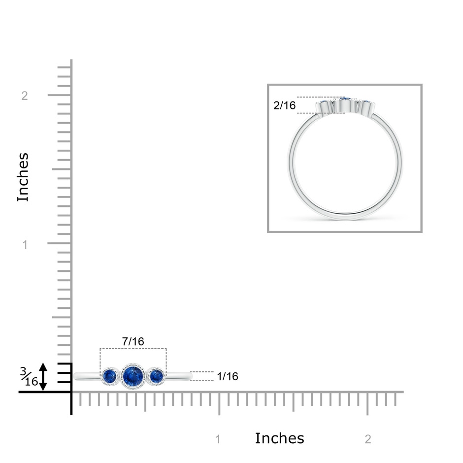 3mm AAA Bezel-Set Round Sapphire Three Stone Ring in White Gold product image