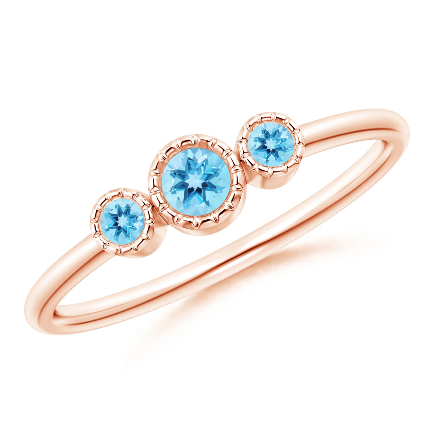 AAA - Swiss Blue Topaz / 0.22 CT / 14 KT Rose Gold