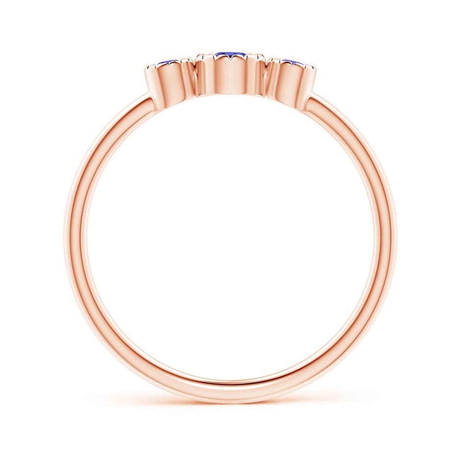 3mm AAA Bezel-Set Round Tanzanite Three Stone Ring in Rose Gold product image