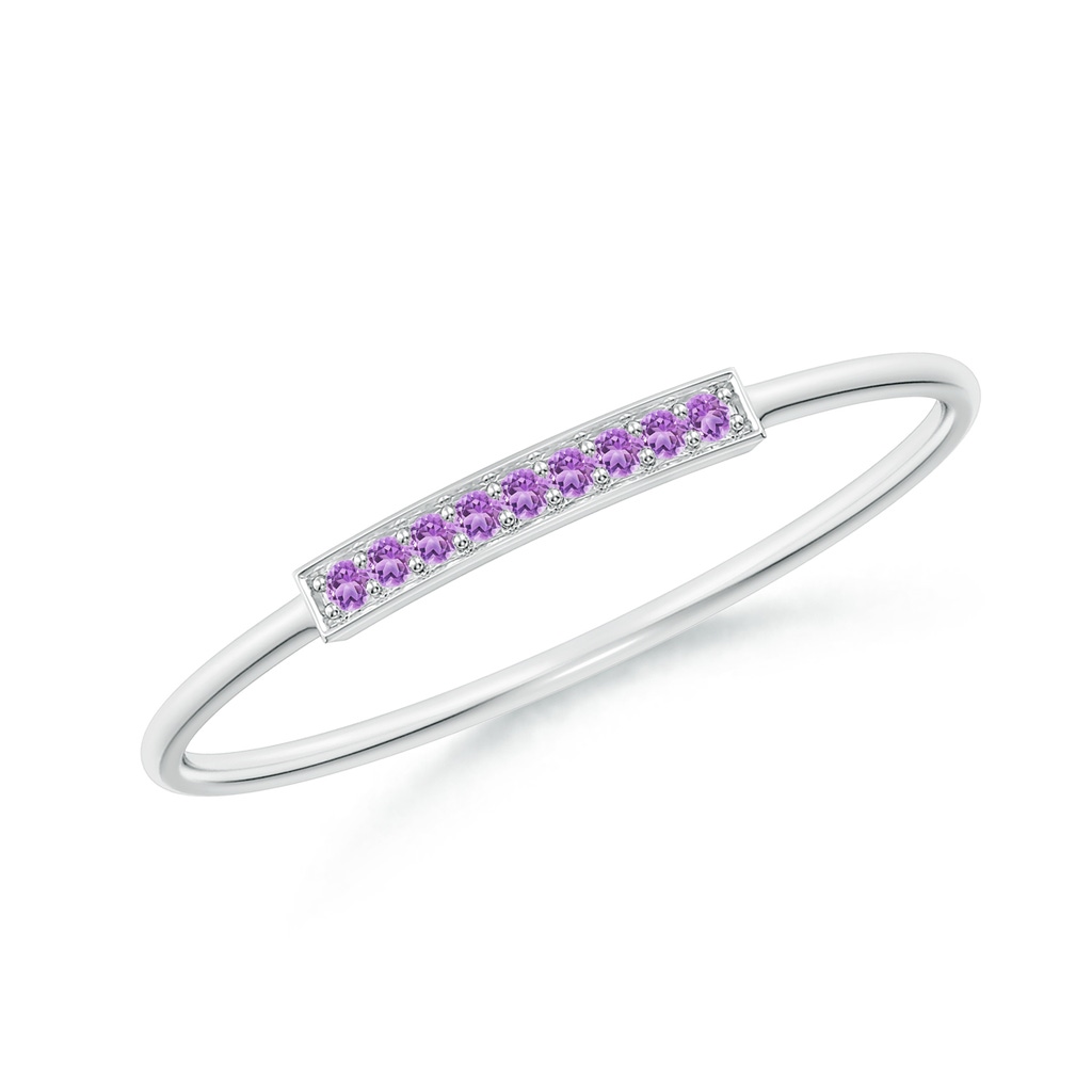 1mm AAA Pavé Set Amethyst Bar Ring with Milgrain in S999 Silver