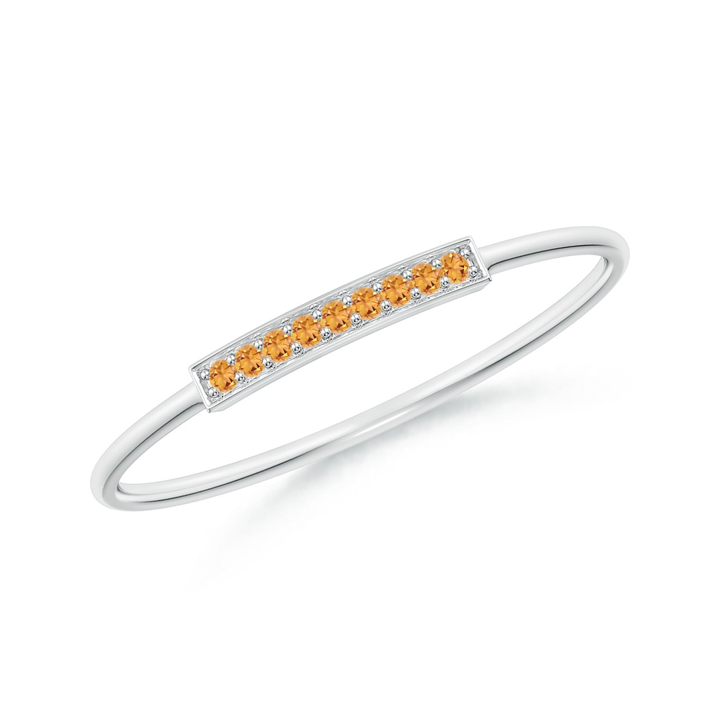 1mm AAA Pavé Set Citrine Bar Ring with Milgrain in S999 Silver