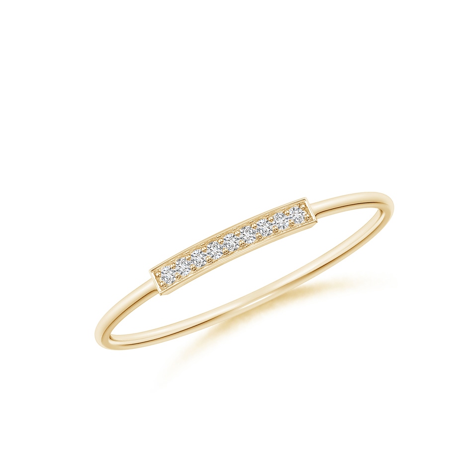 1mm HSI2 Pave Set Diamond Bar Ring with Milgrain in Yellow Gold 