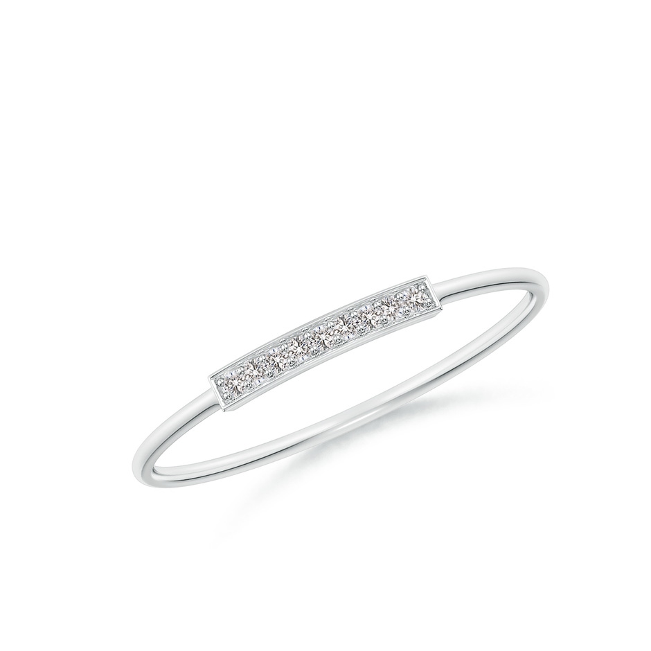 1mm IJI1I2 Pave Set Diamond Bar Ring with Milgrain in S999 Silver 