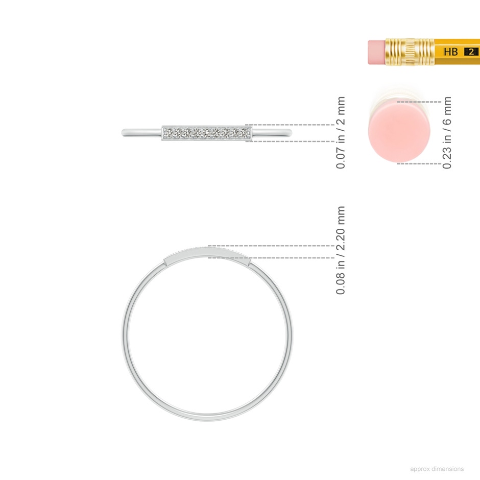 1mm KI3 Pave Set Diamond Bar Ring with Milgrain in S999 Silver ruler