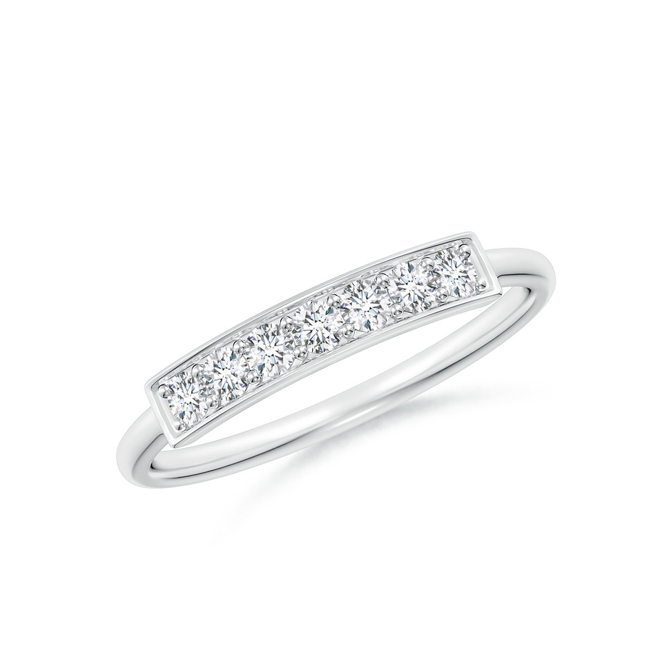 2mm GVS2 Pave Set Diamond Bar Ring with Milgrain in S999 Silver 